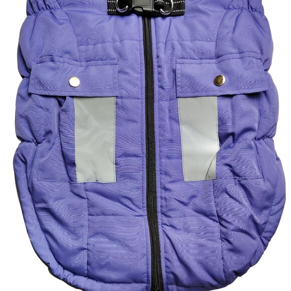 XXL Dog Purple Coat With Fleece Lining Zipper Closure and Snap Pockets - Picture 4 of 6